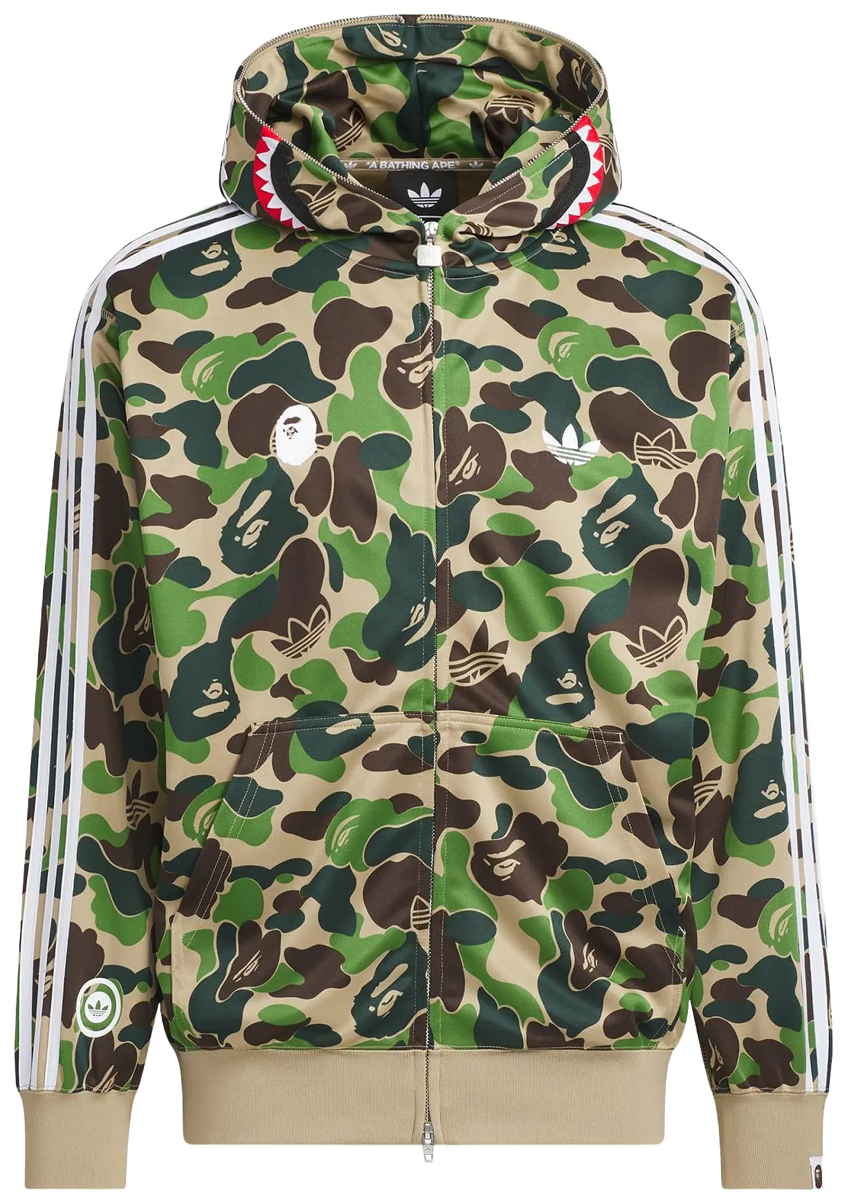 Adidas x BAPE Shark Track Hoodie Jacket 'Crew Green'