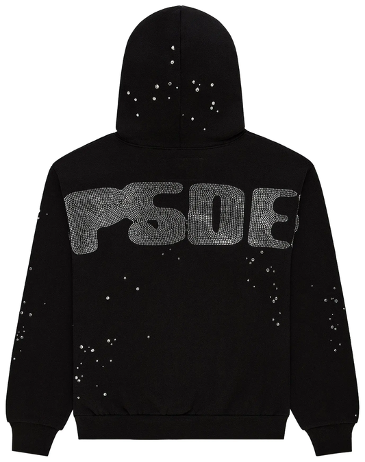 Sp5der Rhinestone Silk Hoodie 'Black'