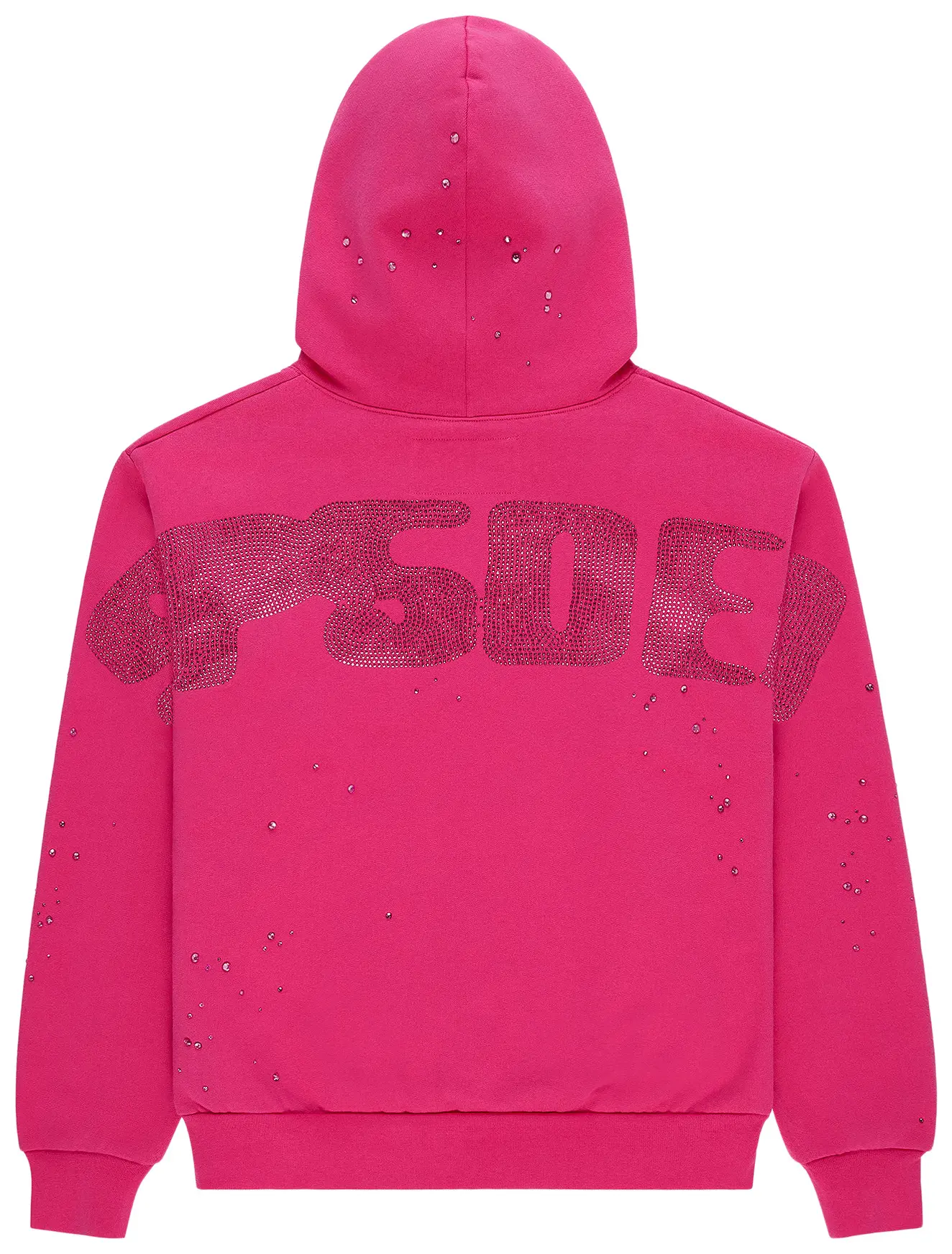 Sp5der Rhinestone Silk Hoodie 'Pink'