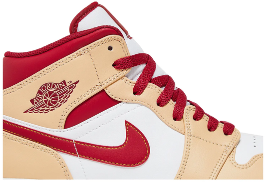 Air Jordan 1 Mid 'Light Curry Cardinal Red'