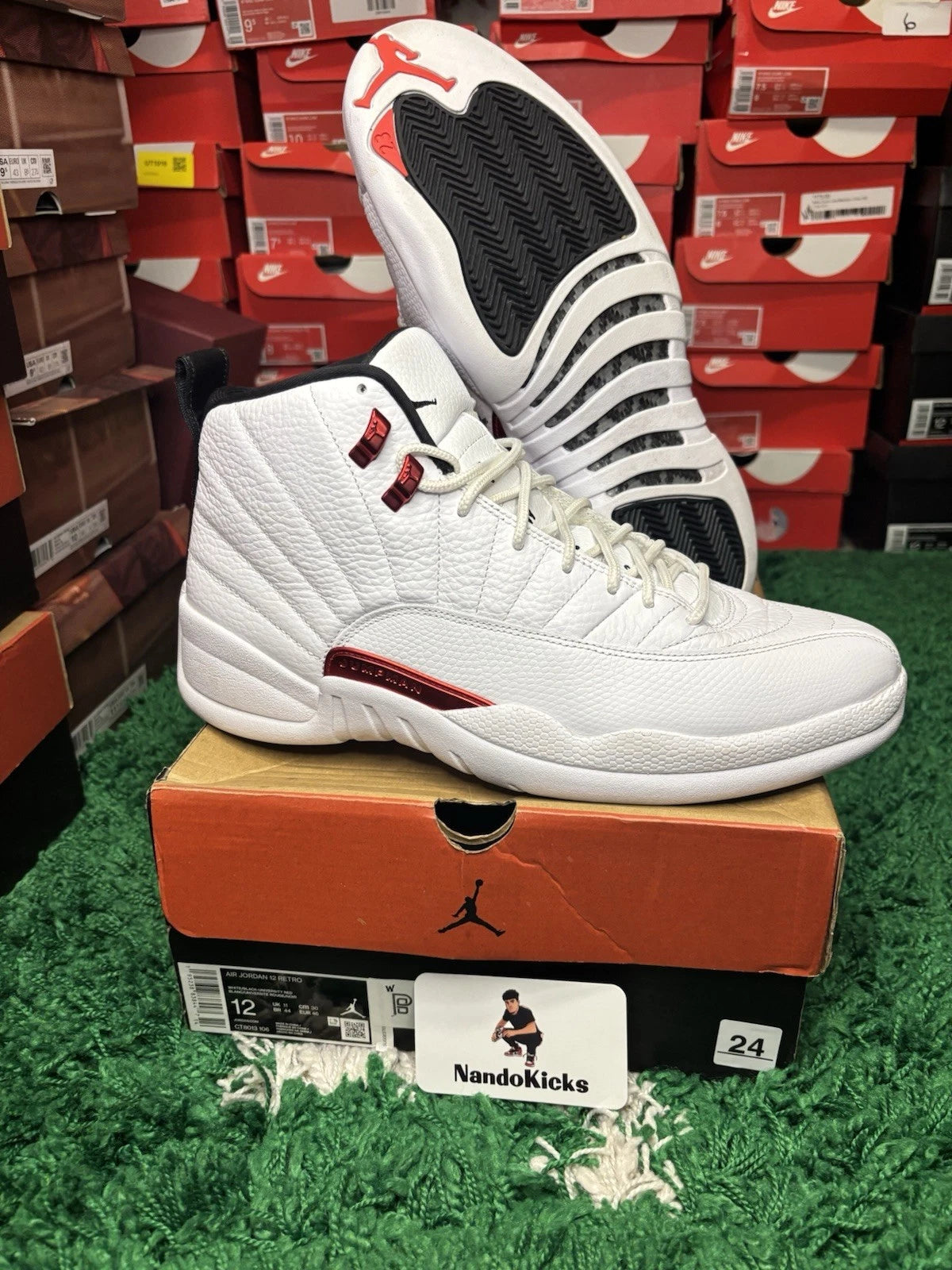 Air Jordan 12 XII Retro Twist White University Red Size 12 USED