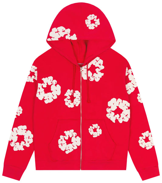Denim Tears Cotton Wreath Zip Hoodie 'Red'
