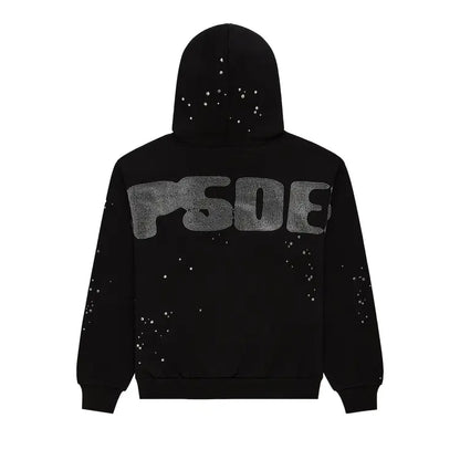 Sp5der Rhinestone Silk Hoodie 'Black'