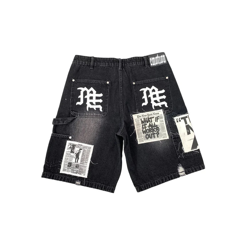 Mixed Emotion AI Black Denim Shorts