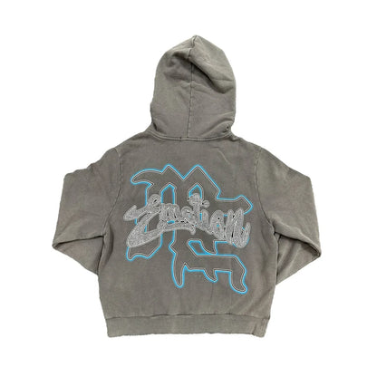 Mixed Emotion Rhinestone Grey Zip Up