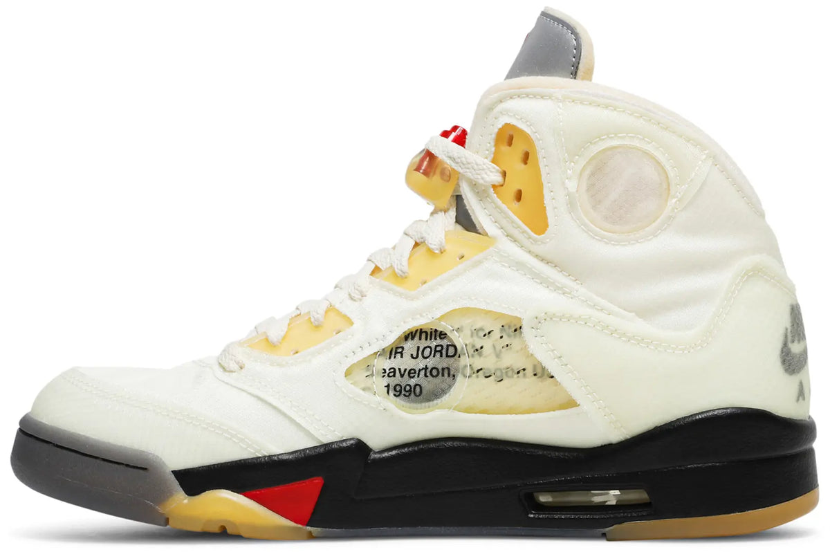 Jordan Retro 5 "Off White Sail" - white-3 and red sneaker, additional product photo