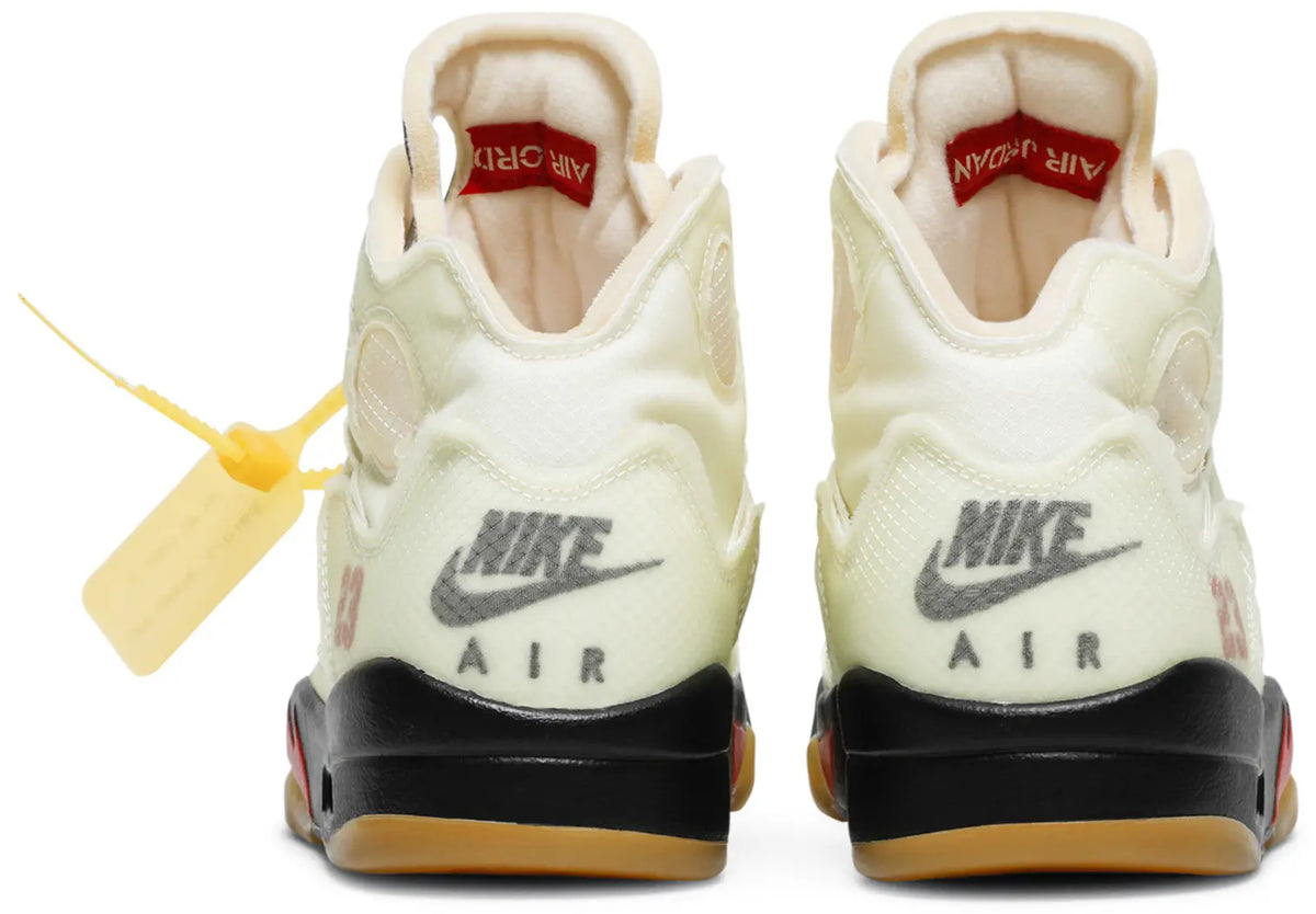 Jordan Retro 5 "Off White Sail" - white-3 and red sneaker, additional product photo