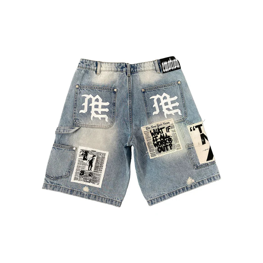 Mixed Emotion AI Blue Denim Shorts