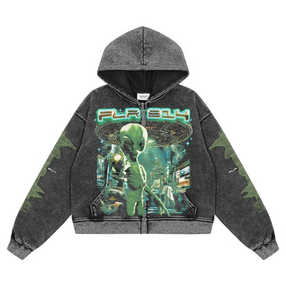 Floor 914 Alien Black Zip Up
