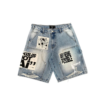 Mixed Emotion AI Blue Denim Shorts