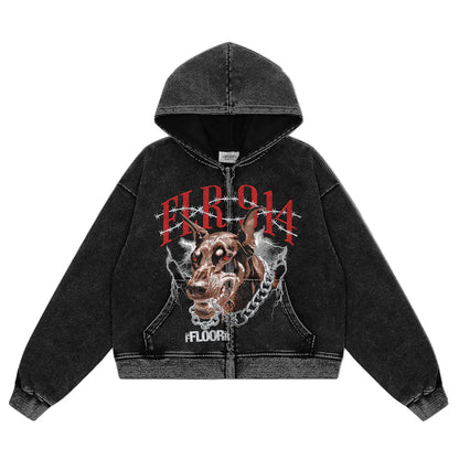 Floor 914 Dog Black Zip Up