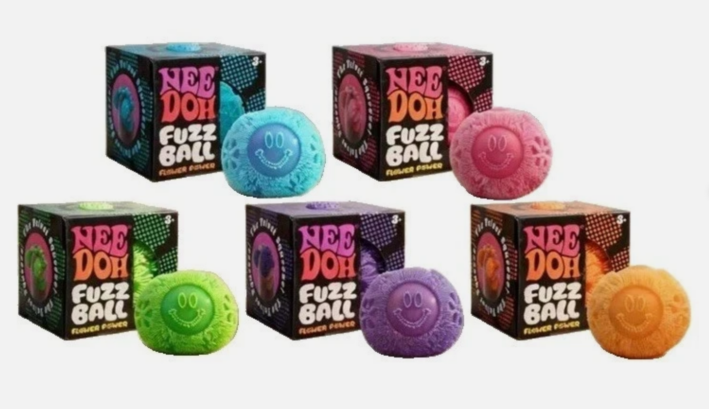 Viral Needoh Fuzz Ball Flower Power Non-Toxic Velvet Fuzzy Squishy, All 5 Colors