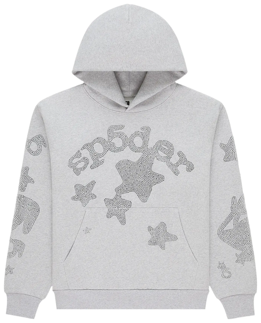 Sp5der Rhinestone Beluga Hoodie 'Heather Grey'