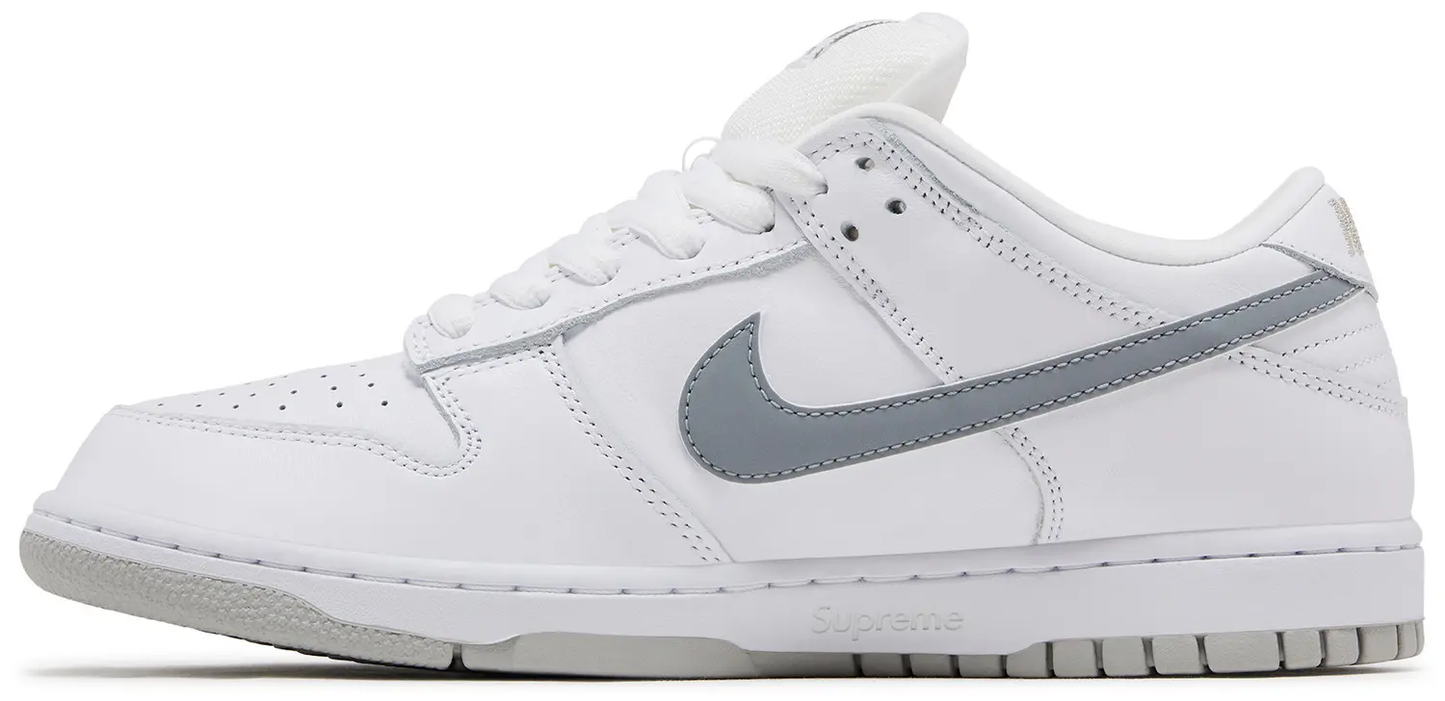 Nike Supreme x Dunk Low SB 'White Metallic Silver'