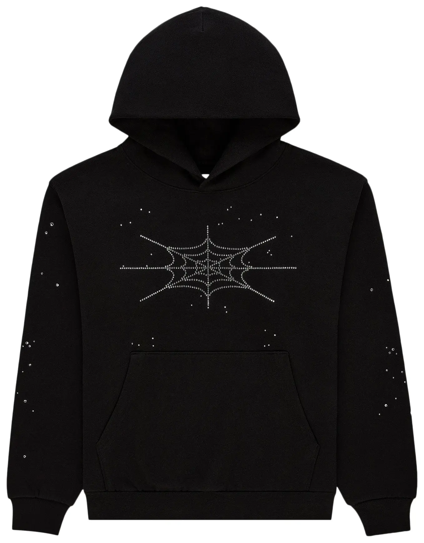 Sp5der Rhinestone Silk Hoodie 'Black'