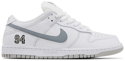 Nike Supreme x Dunk Low SB 'White Metallic Silver'