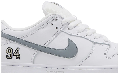 Nike Supreme x Dunk Low SB 'White Metallic Silver'