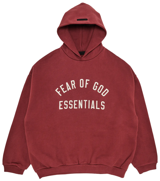 Fear of God Essentials Fleece Hoodie 'Crimson'