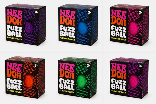 Viral Needoh Fuzz Ball Flower Power Non-Toxic Velvet Fuzzy Squishy, All 5 Colors