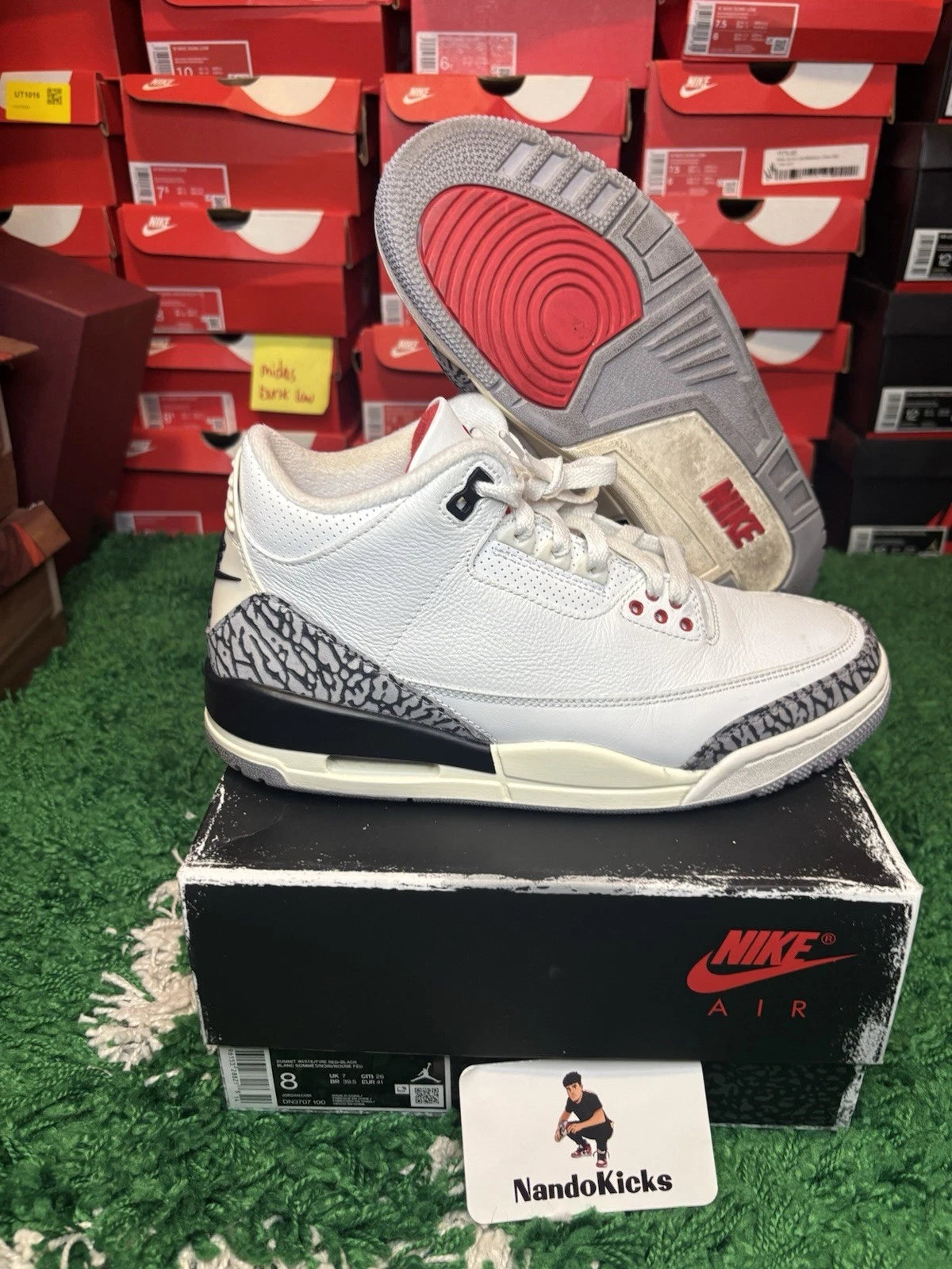 Air Jordan 3 Retro White Cement Reimagined Men's Size 8 USED