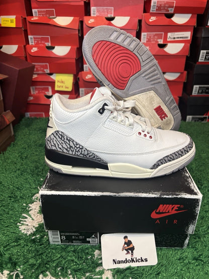 Air Jordan 3 Retro White Cement Reimagined Men's Size 8 USED